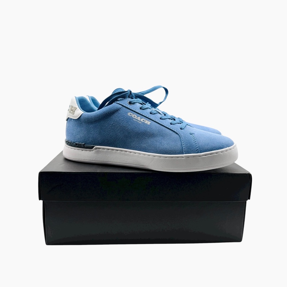 Coach Clip Low Top Sneaker With Embroidery Racer‎ Blue Suede Men's Size 8.5
